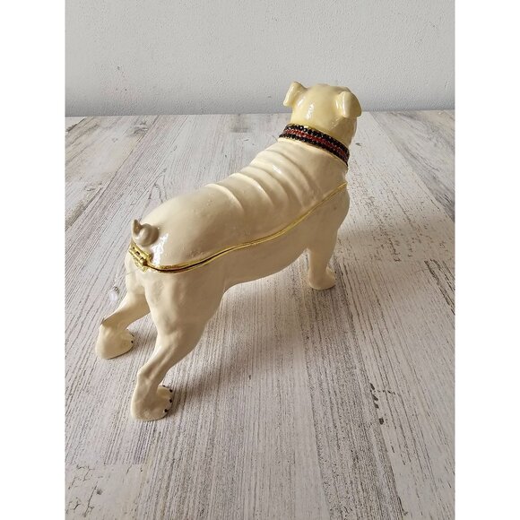 Kalifano bulldog jeweled trinket box jewelry rhinestone hinged dog large unique - Picture 4 of 9